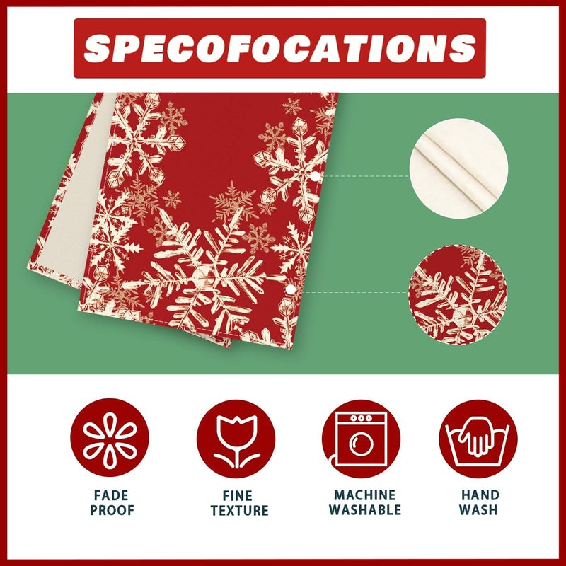 XCHI Red Snowflakes Winter Christmas Xmas Table Runner Table Decoration for Home Kitchen Dining Holiday Decor 13x36 Inch - Image 5